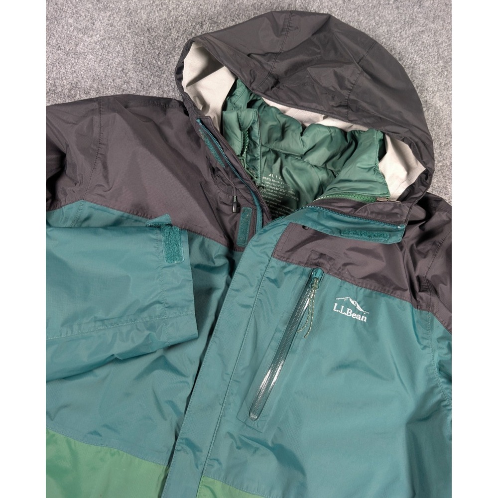 LL Bean Trail Model 3 in‎ 1 Insulated Rain Jacket Mens XL Green Waterproof